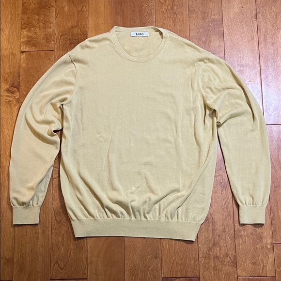 Lello Crewneck Sweater Size XXL Yellow 100% Organic Cotton Preppy Old Money - Picture 2 of 10
